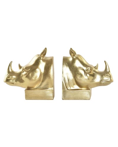Serre-livres DKD Home Decor Rhinocéros Doré en Résine - 15 x 7,5 x 14,5 cm

