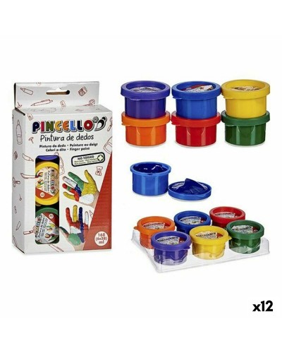 Colorful Finger Paint 12 x 15 ml: Yellow, Blue, Red, Green, Purple, Orange
