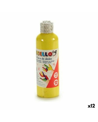 Giotto Peinture au Doigt Lavable 200 ml, Jaune, Lot de 12

