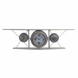 Horloge Murale en Bois MDF, Verre et Fer DKD Home Decor Avion, Gris Foncé
