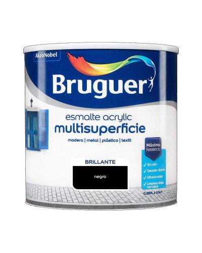 Bruguer Vernice Acrilica Nero Opaco - 250 ml, Ideale per Interni ed Esterni