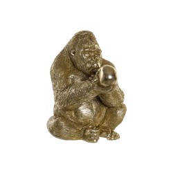 Decorazione unica: Statua di Gorilla Dorata in Resina di DKD Home Decor (33 x 33 x 43 cm)
