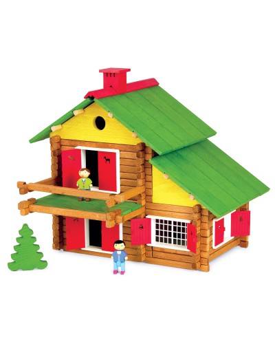 Jeujura My Wooden Chalet - Natural Wood Playset - Children's Construction Game
