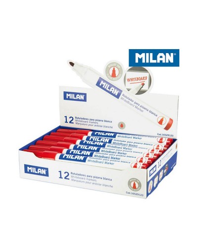 Pennarelli Milan Lavagna Bianca Set da 12, Rosso, PVC