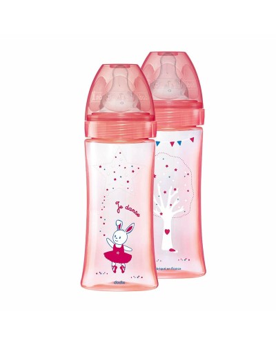 Dodie - Set mit 2 Antikolik-Babyflaschen 330ml - Regulierbarer Durchfluss - Neugeborenes

