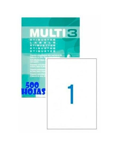 Etichette Adesive Multifunzione, 500 Fogli A4 (210x297mm), Bianche, per Stampanti Laser e Inkjet