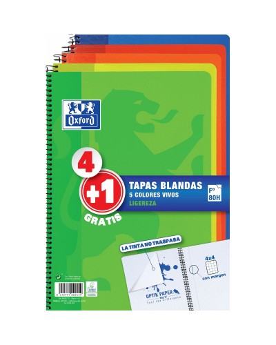 Oxford Set di Quaderni Multicolore A4 (5 Pezzi) - 80 Pagine