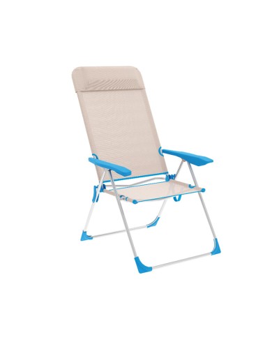 Marbueno Fällbar Stol 5 Positioner Aluminium med Kudde Beige/Blå Strand och Pool 69X58X109 cm 10175