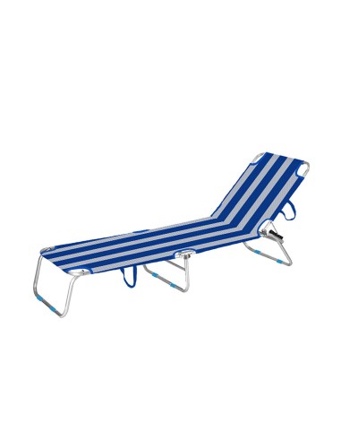 Marbueno Hopfällbar Solstol Aluminium Randiga Blå och Vita Stranden och Poolen 187X58X24 cm 10364