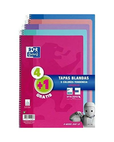 Oxford A4 Hefte, Mehrfarbig, 80 Seiten, 5er Pack
