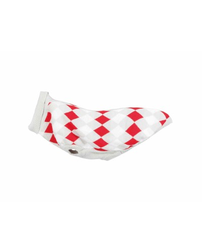 Trixie Dog Sweater - White, Red, Grey - Size M
