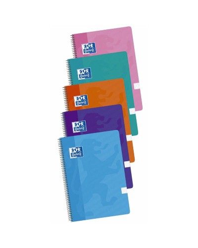 Oxford Cahier Multicolore A4, Lot de 5 avec 80 Pages pour Notes, Études et Journal

