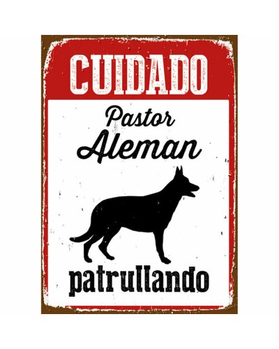 Skylt Magnet & Steel Cuidado Pastor Alemán Patrullando 14,8 x 21 cm