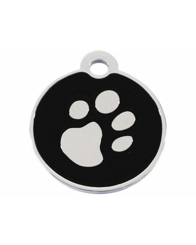 Placa identificativa Imarc Circle, negra y plateada, para etiquetado personalizado.
