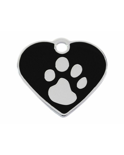 Placa para perros Imarc Heart, color negro plateado, identificación para tu amigo de cuatro patas.
