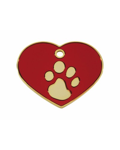 Plaque d'Identification Imarc Heart Rouge Doré, Accessoire pour Animaux de Compagnie
