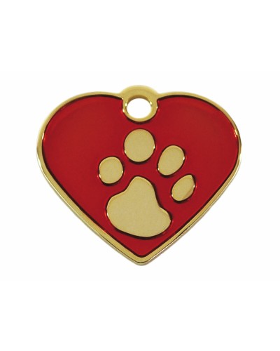 Imarc Placa Identificativa Corazón de Metal Rojo Dorado Elegante para Mascotas
