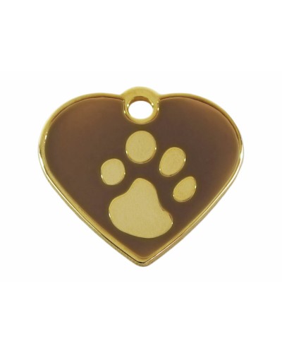Placa Identificativa Imarc Corazón Marrón Dorado para Perros y Gatos
