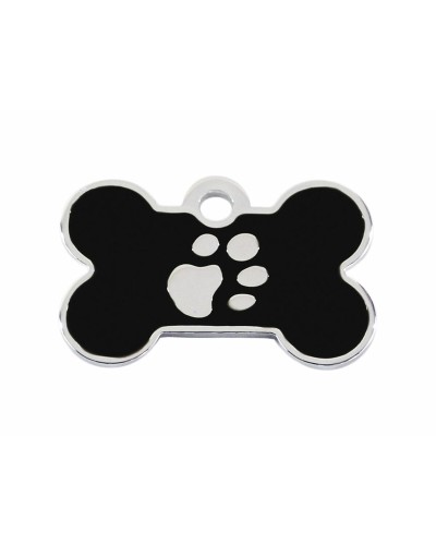 Placa de Identificación Imarc Hueso Negra Plateada Reflectante para Perros y Gatos
