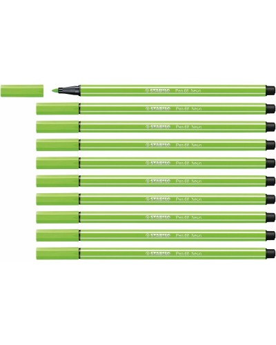 Stabilo Pen 68 Marcador Verde Fluorescente, Paquete de 10
