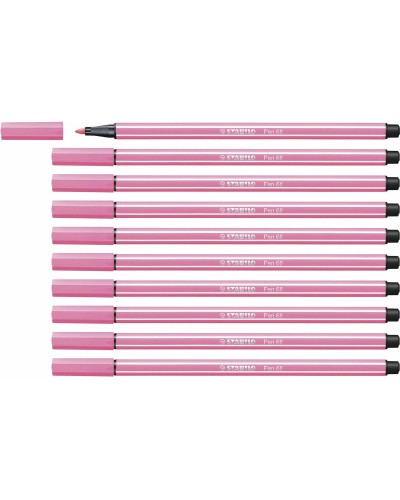 Stabilo Pen 68 Rotuladores Rosa Claro de 10 Unidades para Dibujo y Coloración
