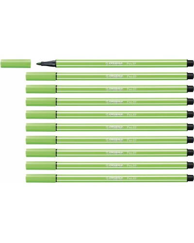 Stabilo Pen 68 Fine Point Markers Green, Pack of 10
