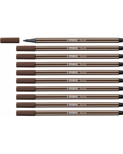 huopakärkiset kynät Stabilo Pen 68 Ruskea (10 Kappaletta)