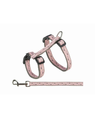 Trixie Cat Harness | Grey Pink | Adjustable Size | Leash Included
