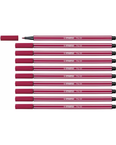Tuschpennor Stabilo Pen 68 Mörkröd (10 Delar)