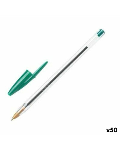 Bic Cristal Penna Verde 0,32 mm Confezione da 50 per Scrittura