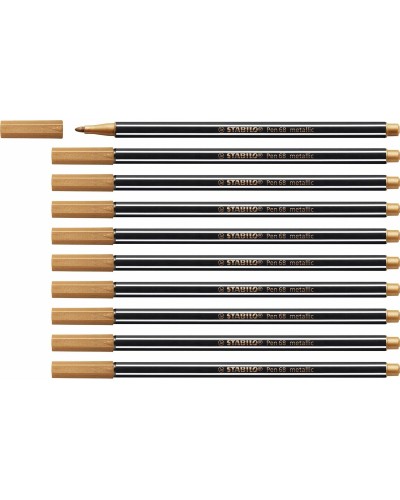huopakärkiset kynät Stabilo Pen 68 metallic Kupari (10 Kappaletta)