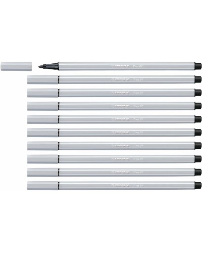 Tuschpennor Stabilo Pen 68 Ljusgrå (10 Delar)