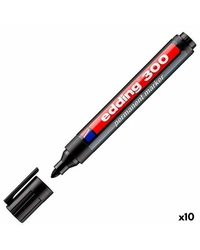 Evidenziatore Permanente Edding 300 Nero - Confezione da 10