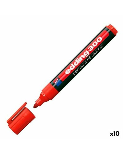 Rotulador Permanente Edding 300 - Rojo - Paquete de 10
