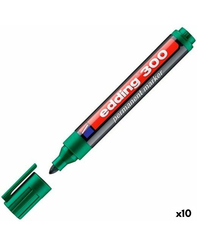 Marqueur Permanent Edding 300 Vert, Lot de 10
