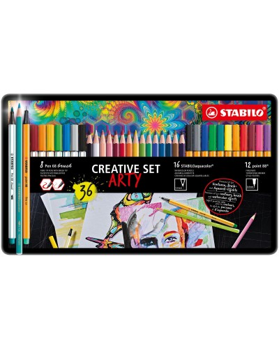 Set Viltstiften Stabilo Point 88 - Pen 68 Brusht - Aquacolor Multicolour