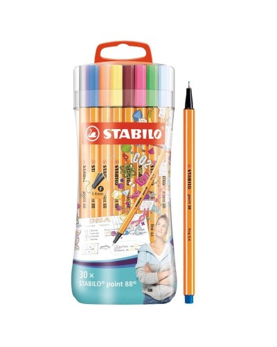 Stabilo Point 88 Rotuladores Multicolor, Caja de 30, Colores Vivos
