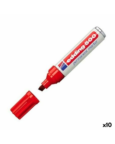 Marqueur Permanent Edding 500, Rouge, Lot de 10
