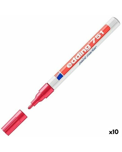 Permanente markeerstift Edding 751 Rood (10 Stuks)