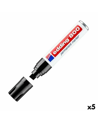 Edding 800 Marcador Permanente Negro (5 Unidades) para Escritura Precisa y Resistente
