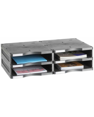 Clasificador modular Archivo 2000 ArchivoDoc, 4 compartimentos, A4, Negro, 36 x 60 x 16,5 cm
