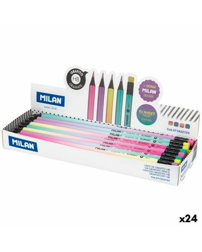 HB Pencil Milan Sunset Round with Eraser (24 Pieces)
