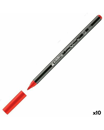 Eddings 4200 Red Brush, Set of 10 Soft Tip Highlighters
