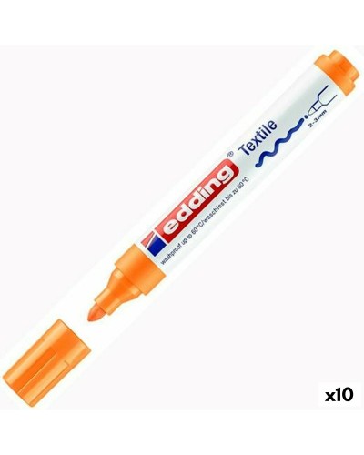 Marqueur Permanent Fluorescent Orange Edding 4500 pour Tissus (10 Unités)

