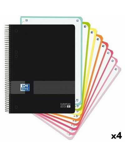 Oxford A5 Notizbücher Live&Go Schwarz (4 Stück) - Ideal für Schule, Universität oder Büro
