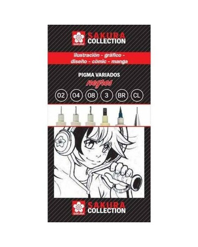 Set Viltstiften Talens Sakura Pigma Zwart