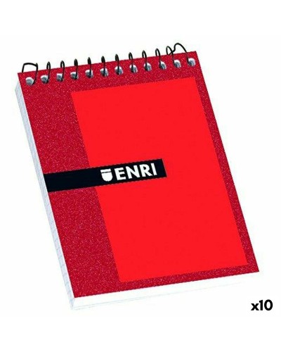 Enri Rosso Notizblock, 80 Seiten, kariert 4 mm (10er Pack)
