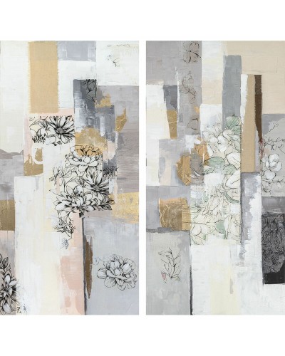 DKD Home Decor Tableau Abstrait Moderne, Set de 2, 60 x 2,4 x 120 cm
