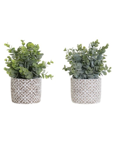 Koristekasvi DKD Home Decor Maljakko Vihreä Hartsi PE (10,5 x 10,5 x 24 cm) (2 osaa)