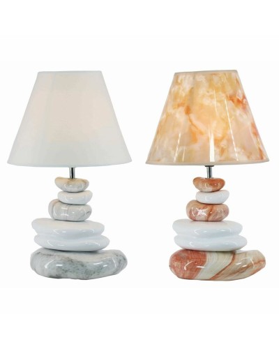 Bordslampa DKD Home Decor Grå Brun Polyester Stengods (2 pcs) (28 x 28 x 48 cm)